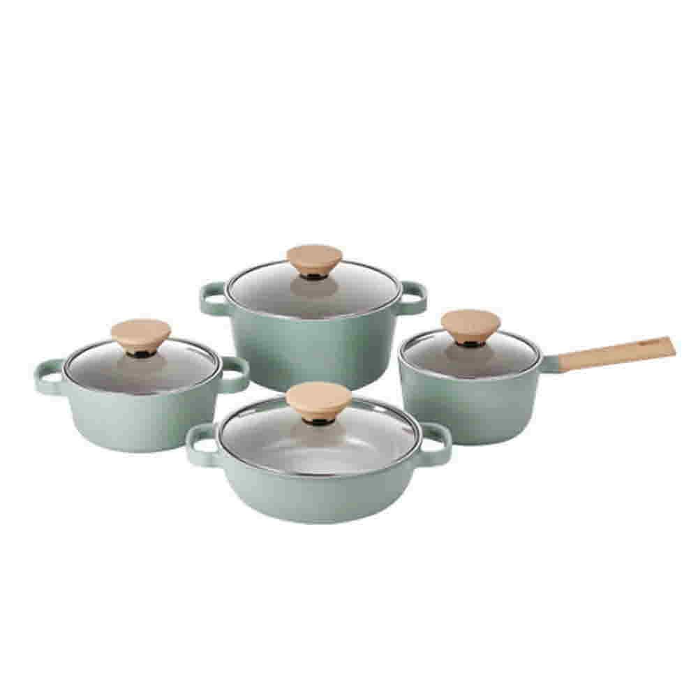 PN POONGNYUN BLISS Nordic Ceramic Cookware Set – Pots and Pans | Heat-Retaining Aluminum Body, Non-Stick Ceramic Coating, Anti-Spill Lid, Induction & Gas Compatible _ Made in KOREA